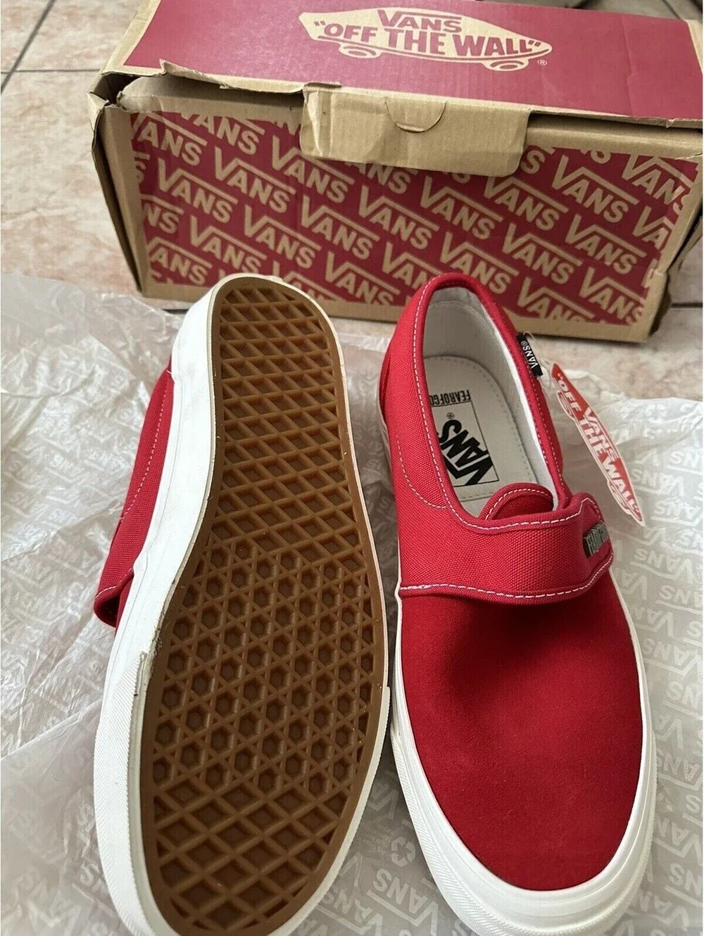 Vans Fear of God x Slip-On 47 DX 'Collection 2 Red' VN0A3J9FPQT Size 7 Men New
